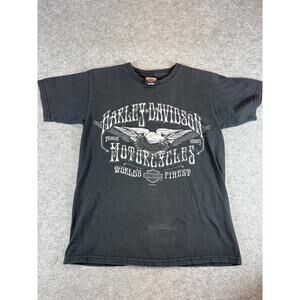 Vintage Y2K Harley Davidson Motorcycles T Shirt Mens Small Black Ozark Lebanon